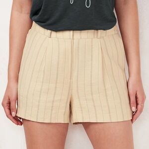 LC LAUREN CONRAD Ivory Stripe Shorts Lightweight Elastic Waist Women's Large L‎